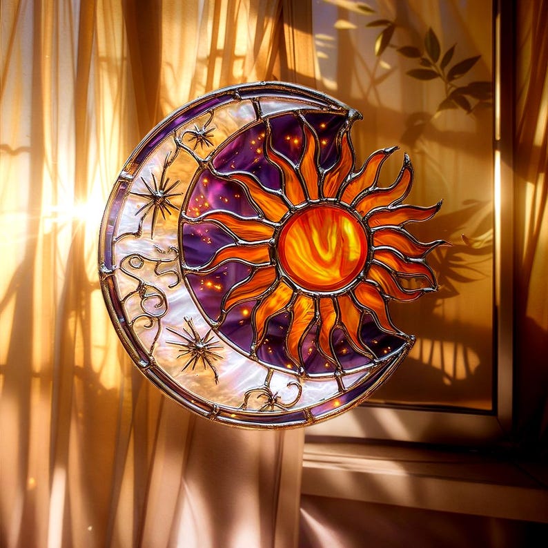 Celestial Sun Moon Suncatcher Acrylic Window