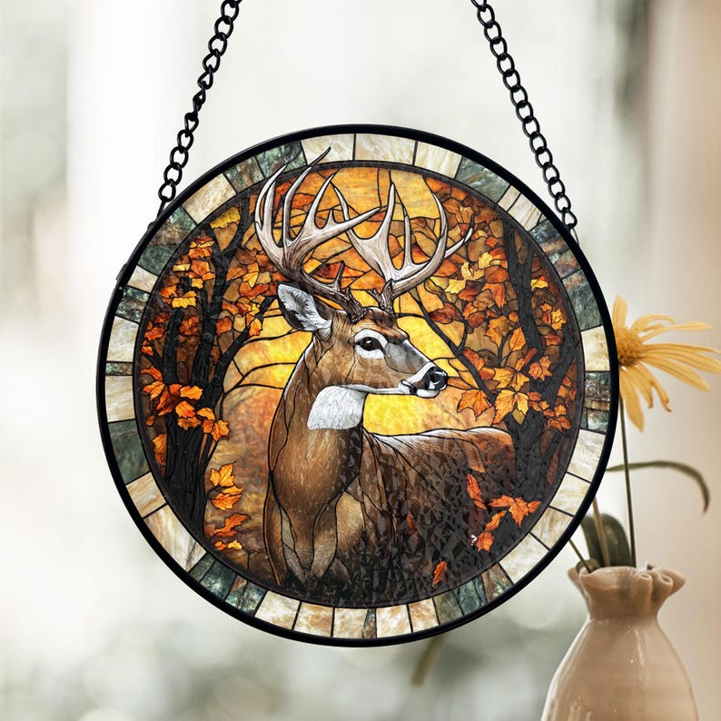 Deer Stained Glass Suncatcher