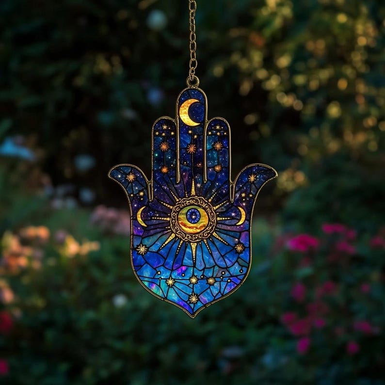 Hamsa Stain Glass Suncatcher