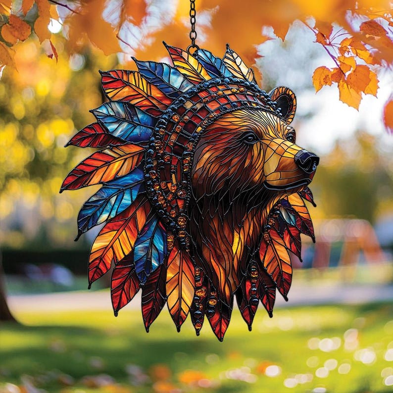 Rustic Bear Acrylic Window Hanging