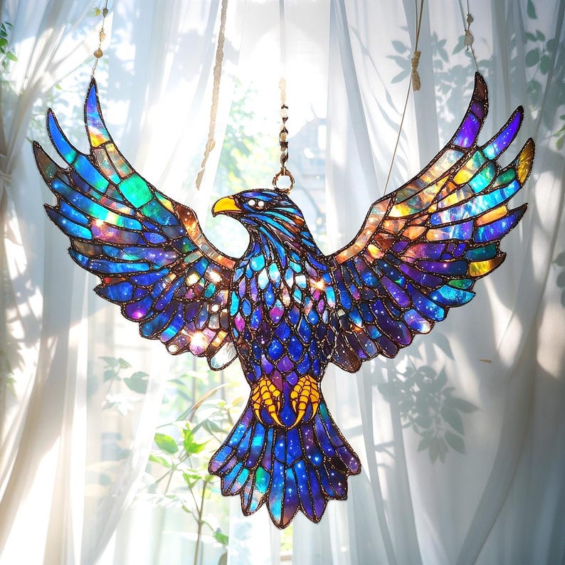 List Galaxy Eagle Stained Glass Suncatcher