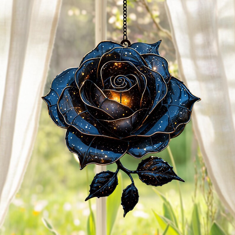 List Galaxy Rose Stain Glass Suncatcher