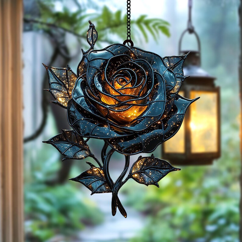 List Galaxy Rose Stain Glass Suncatcher