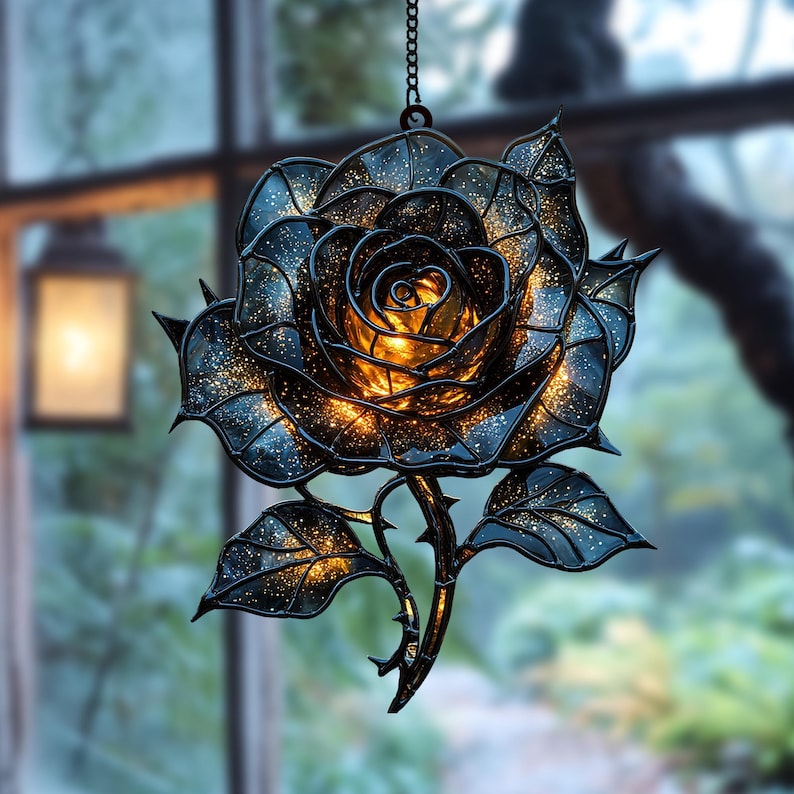 List Galaxy Rose Stain Glass Suncatcher