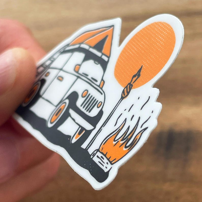 Jeep Camping Sunset Sticker