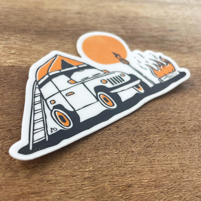 Jeep Camping Sunset Sticker