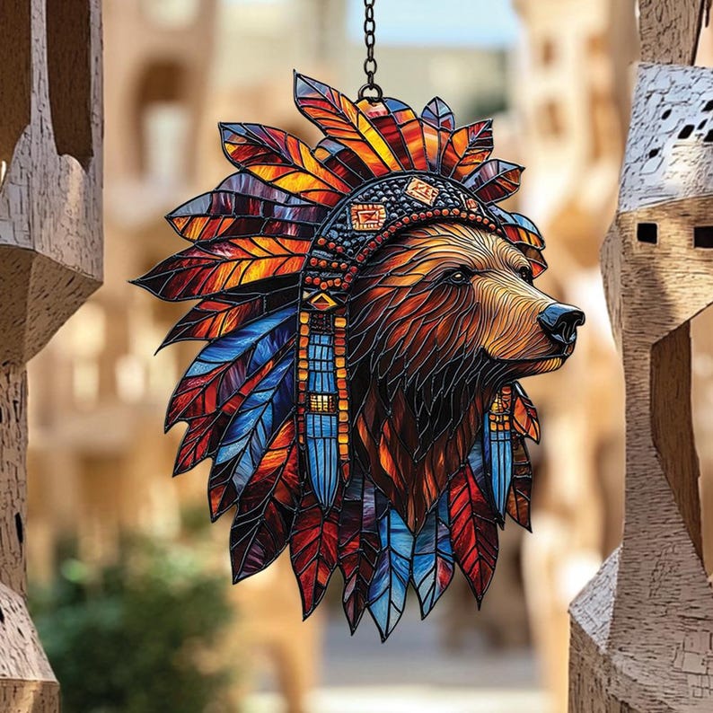 Rustic Bear Acrylic Window Hanging