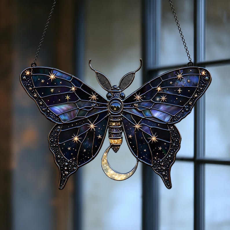 Cosmic Butterfly Stain Glass Suncatcher
