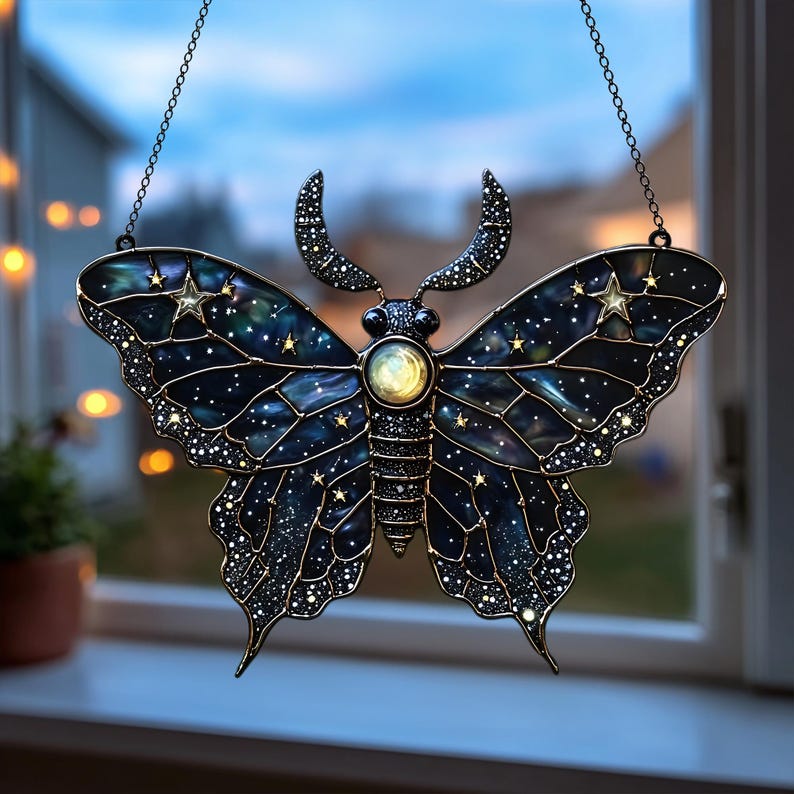 Cosmic Butterfly Stain Glass Suncatcher
