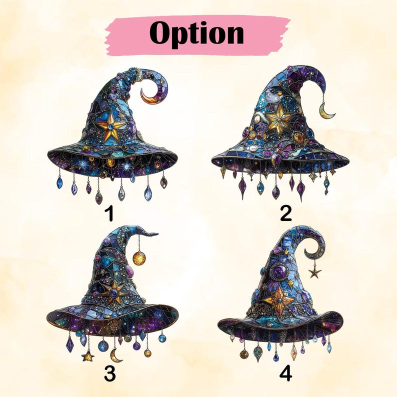 Mystical Witch Hat Stain Glass Suncatcher