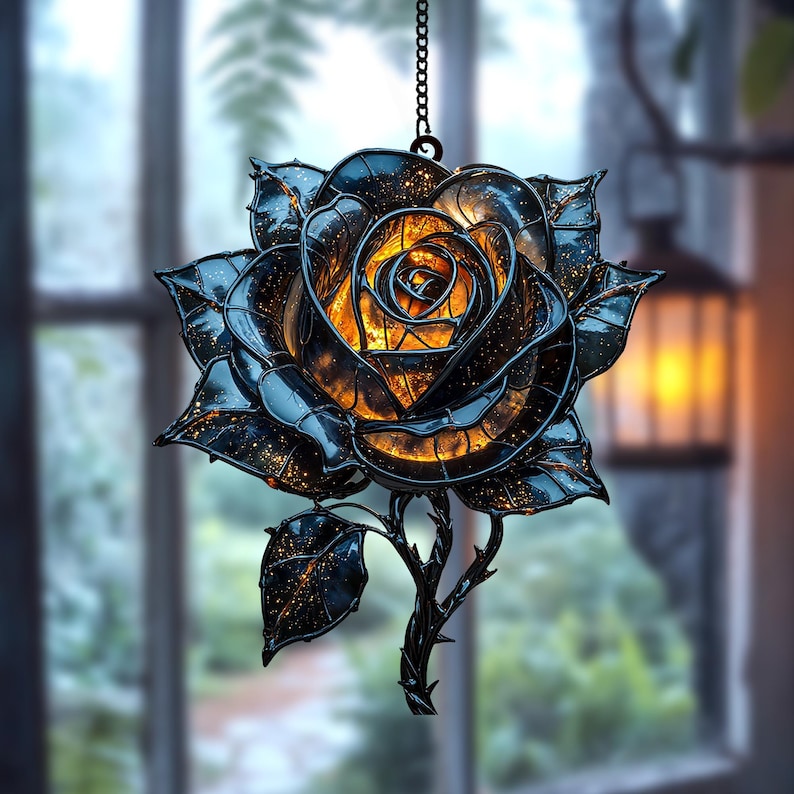 List Galaxy Rose Stain Glass Suncatcher