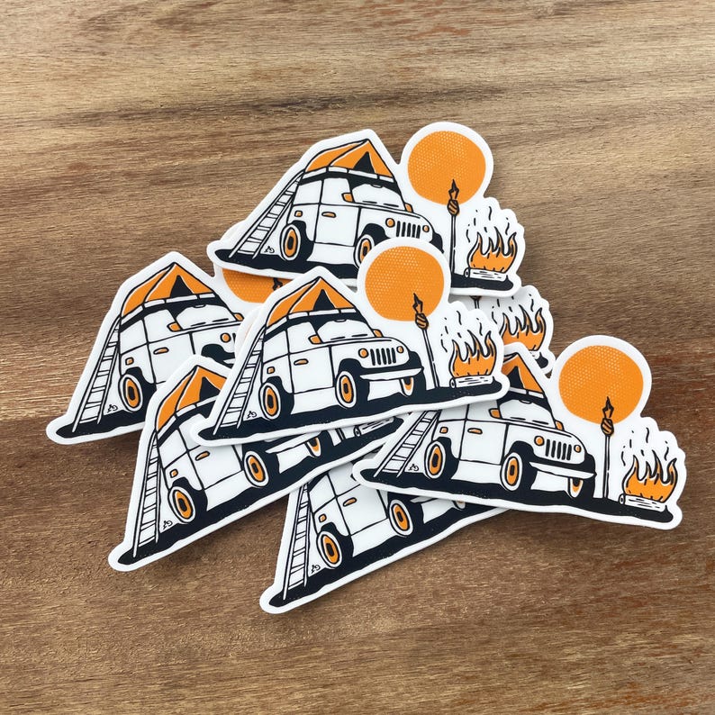 Jeep Camping Sunset Sticker