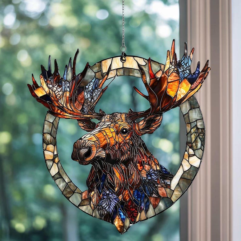 Moose Head Acrylic Window Hanging