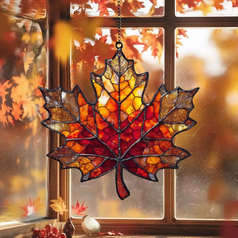 Autumn Maple Leaf Acrylic Window