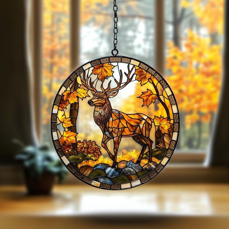 Majestic Deer Stain Glass Suncatcher