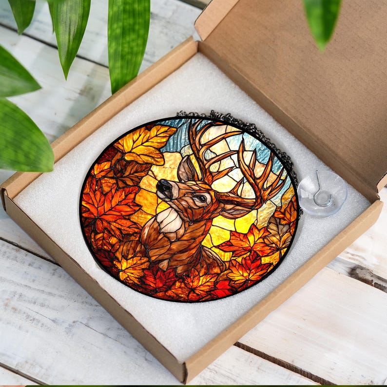 Autumn Deer Stain Glass Suncatcher