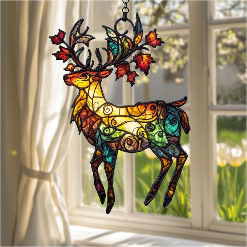 Autumn Deer Acrylic Window Hanging
