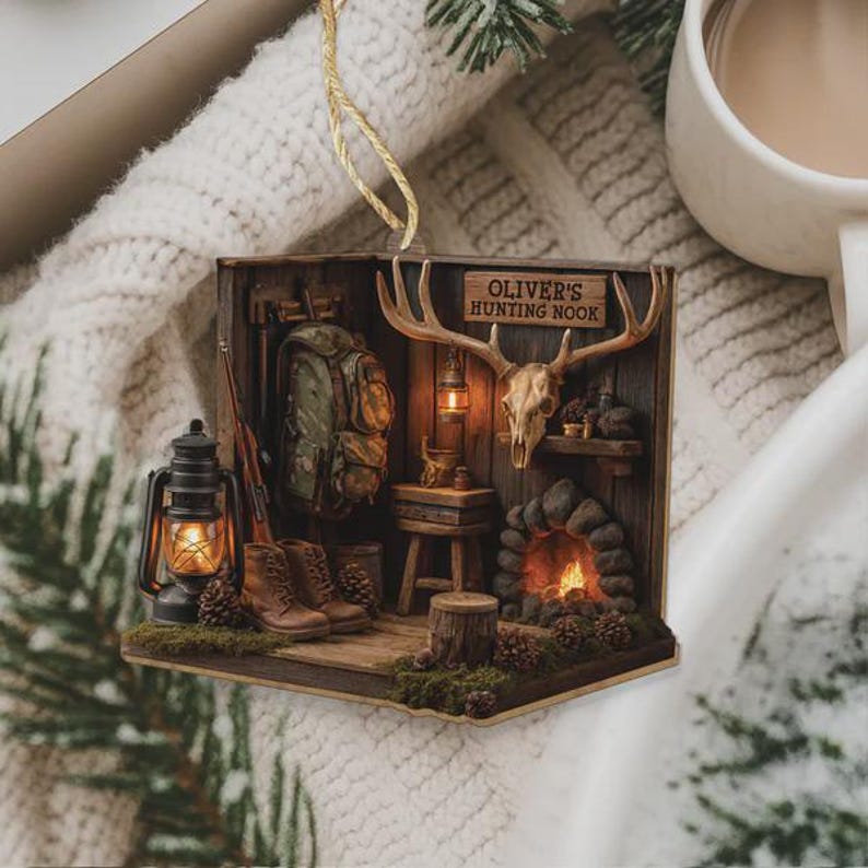 The Coy Cabin – Personalized Hunting Ornament