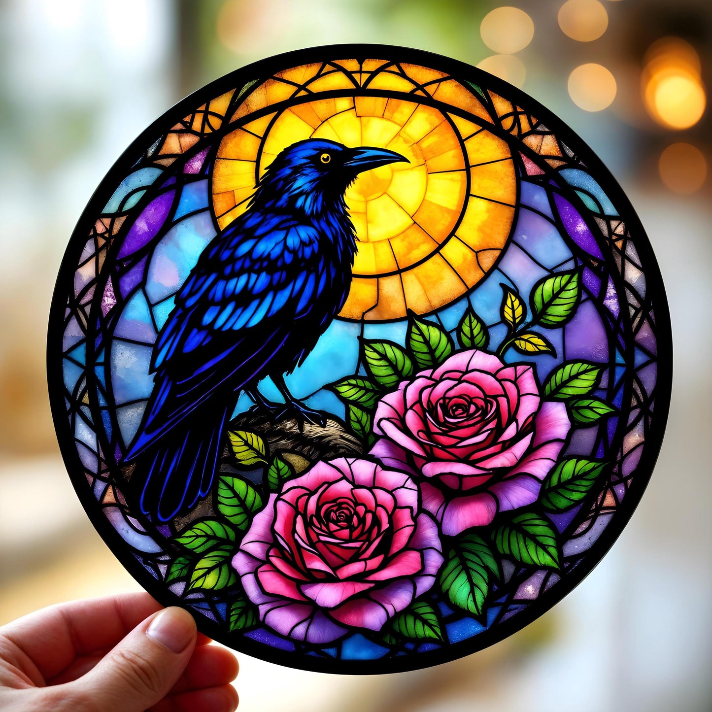 Raven With Roses and Skull Acrylic Window