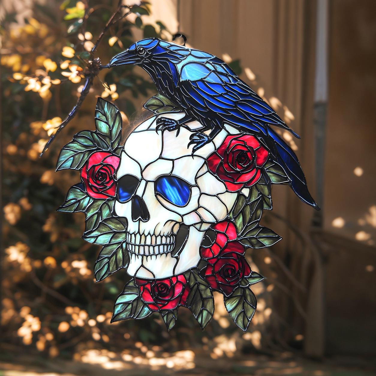 Raven With Skull Acrylic Window