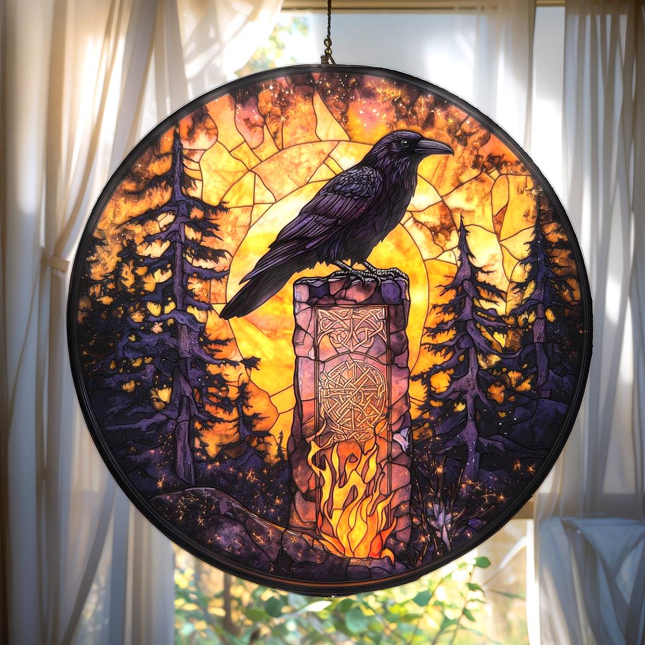 Raven With Viking Runes Acrylic Window