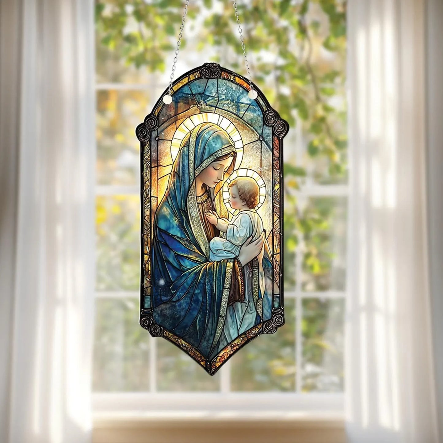 Virgin Mary and Baby Jesus Acrylic Window