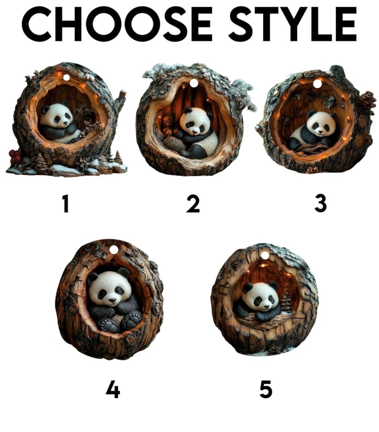 Christmas Panda Wood Ornament Christmas Gift for Panda Lover