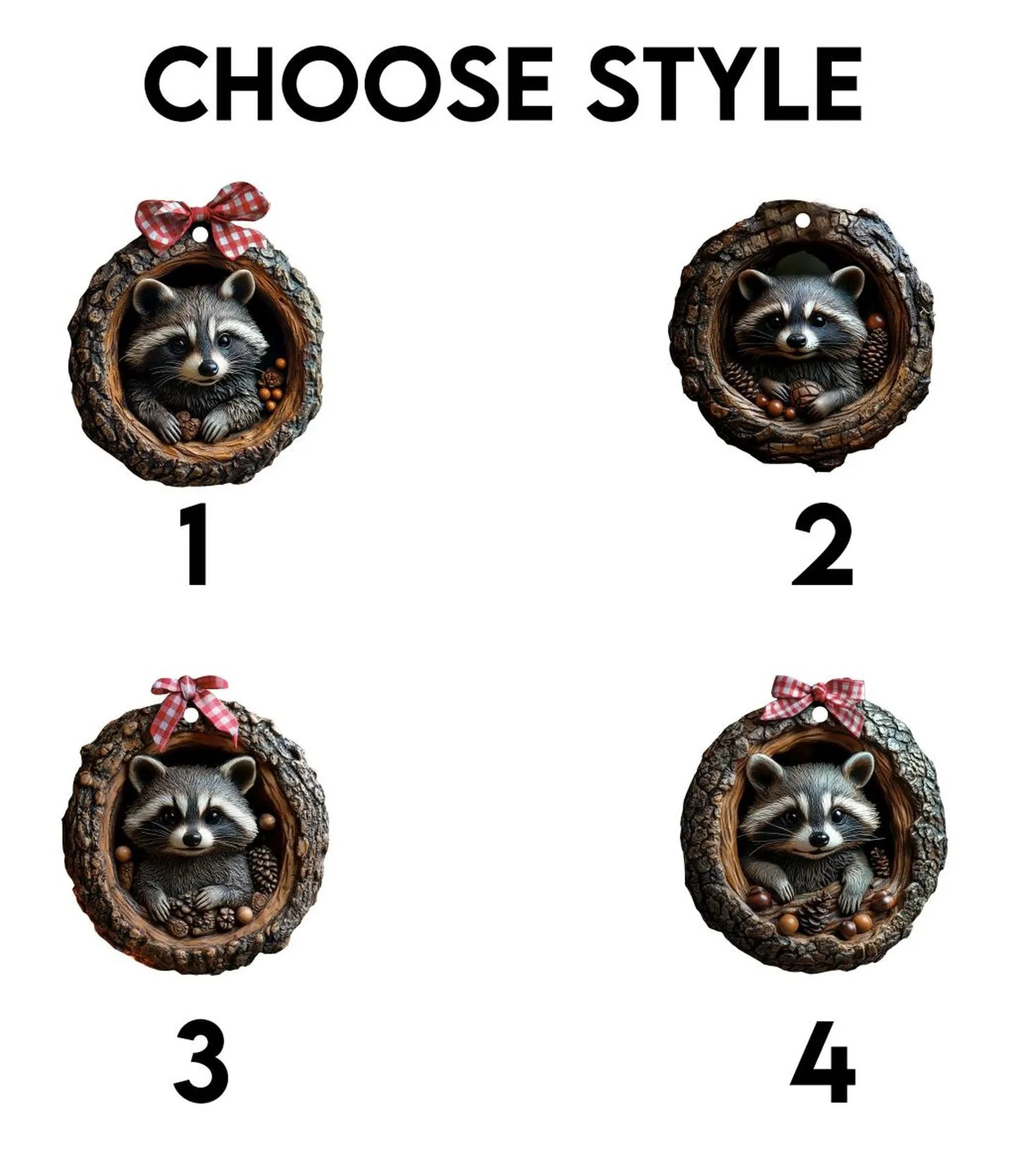 Cute Raccoon Christmas Wood Ornament