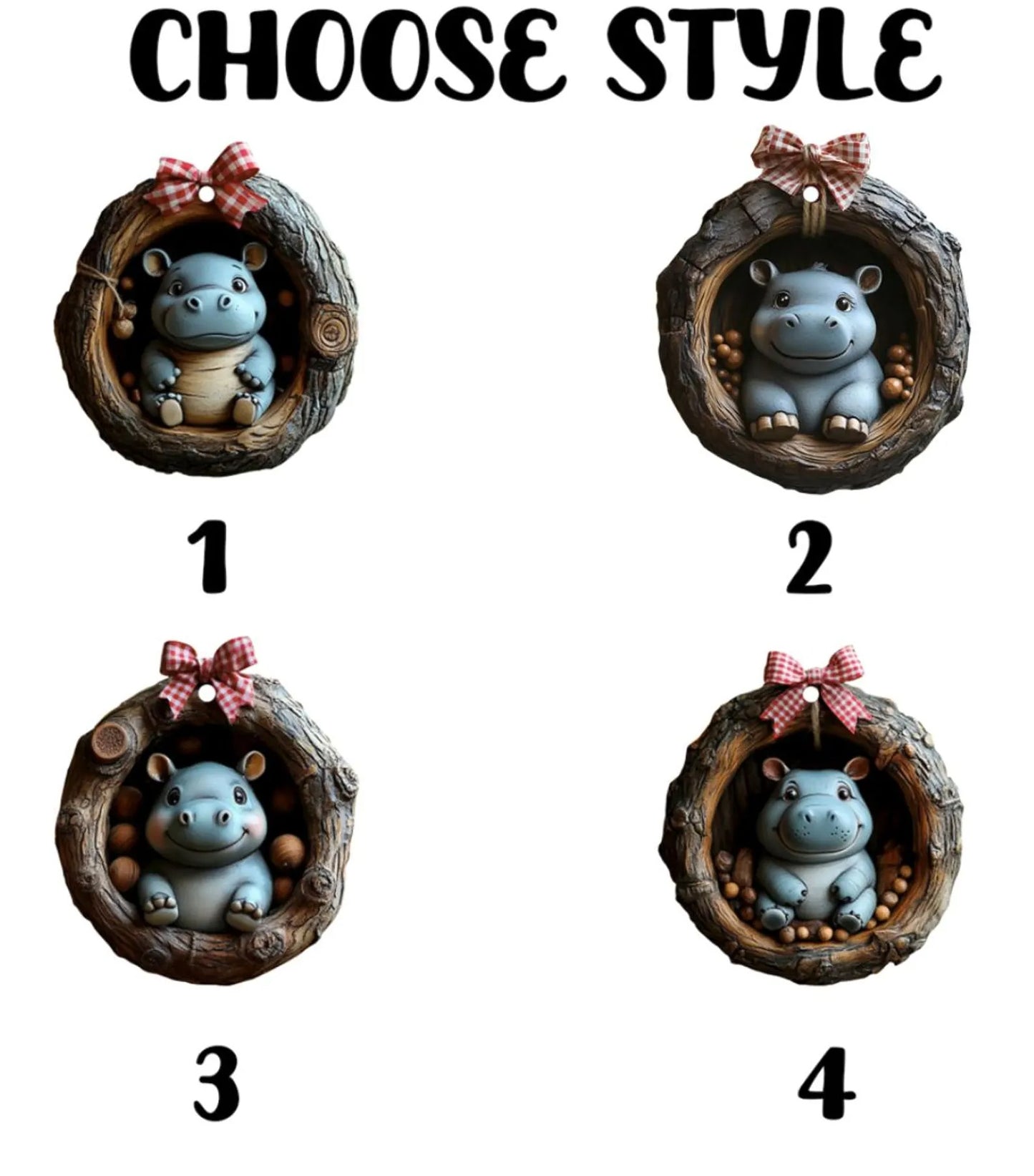 Cute Hippo Wood Ornament