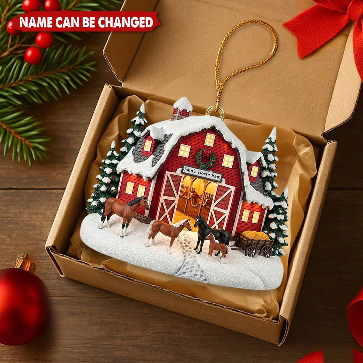 Farm Style - Personalized Christmas Acrylic Ornament, Gifts for Horse
