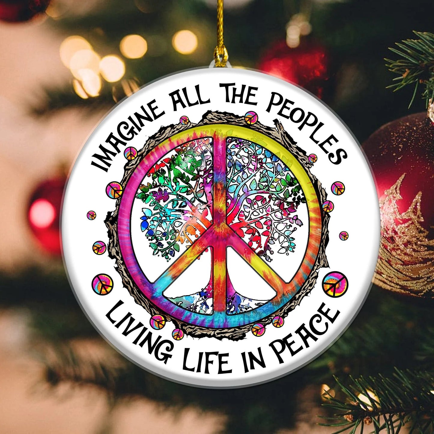 Hippie Peace Imagine All The People Living Life In Peace Christmas Acr