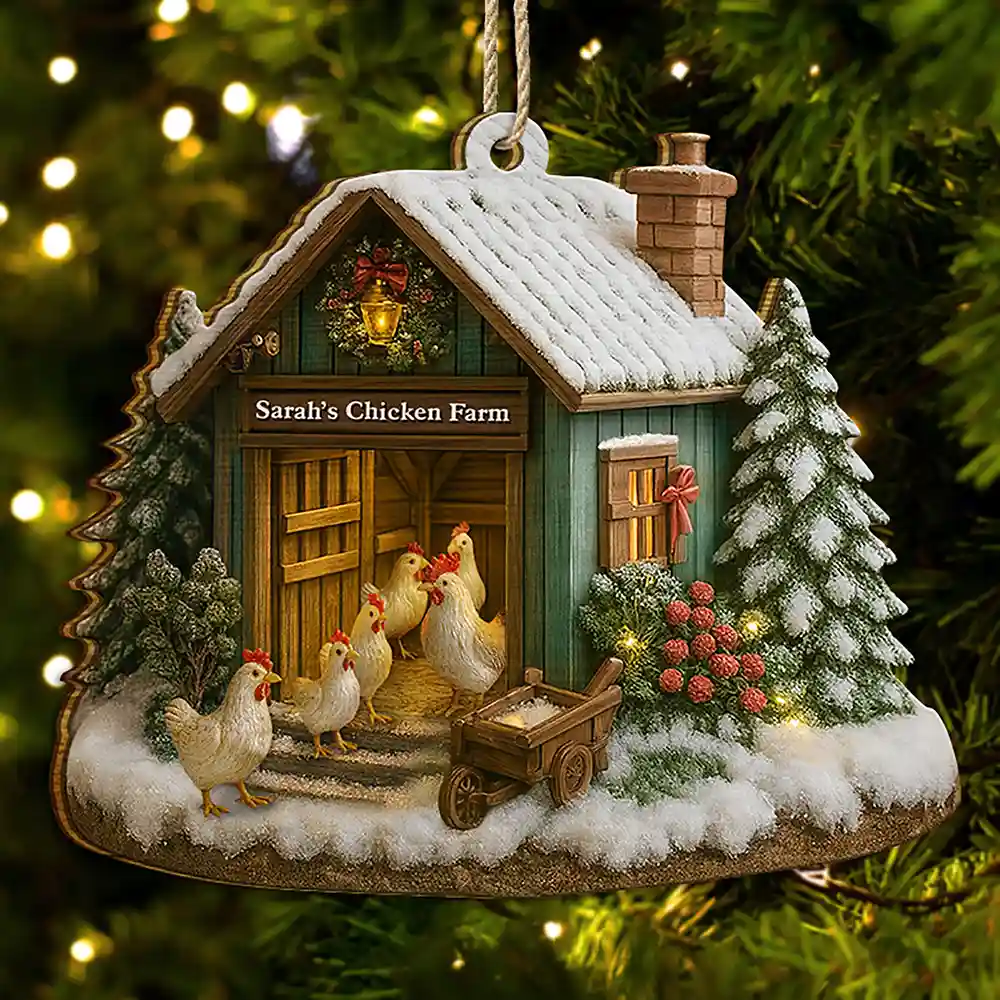 Christmas Chicken Farm - Personalized Christmas Ornament