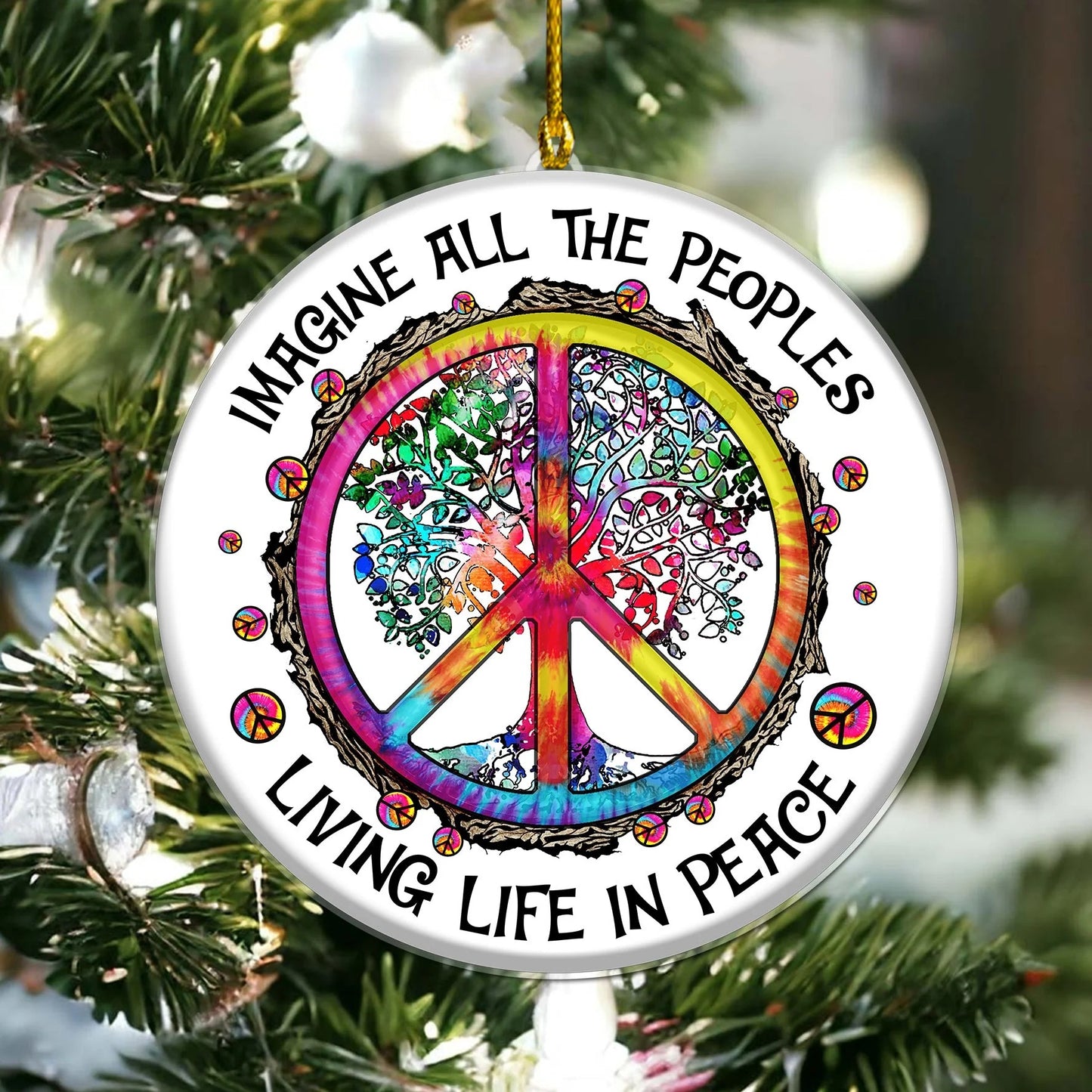 Hippie Peace Imagine All The People Living Life In Peace Christmas Acr