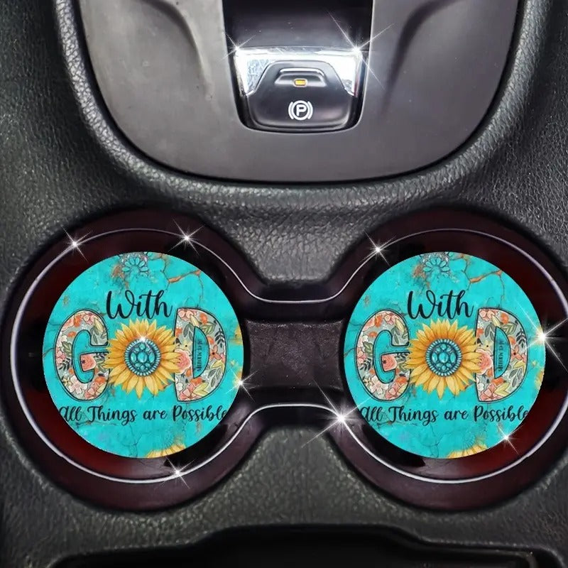 Faith & Sunflower Blessings Car Coaster