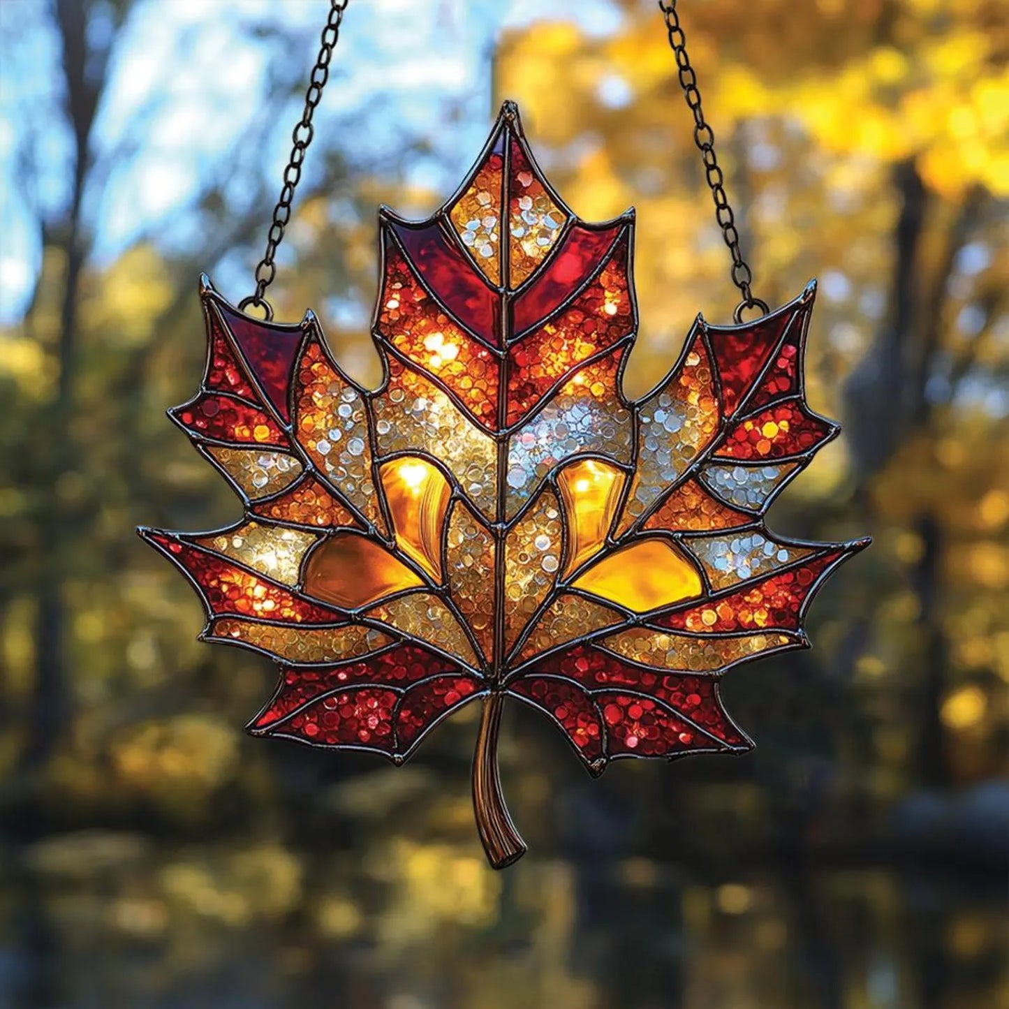 Autumn Maple Leaf Acrylic Suncatcher