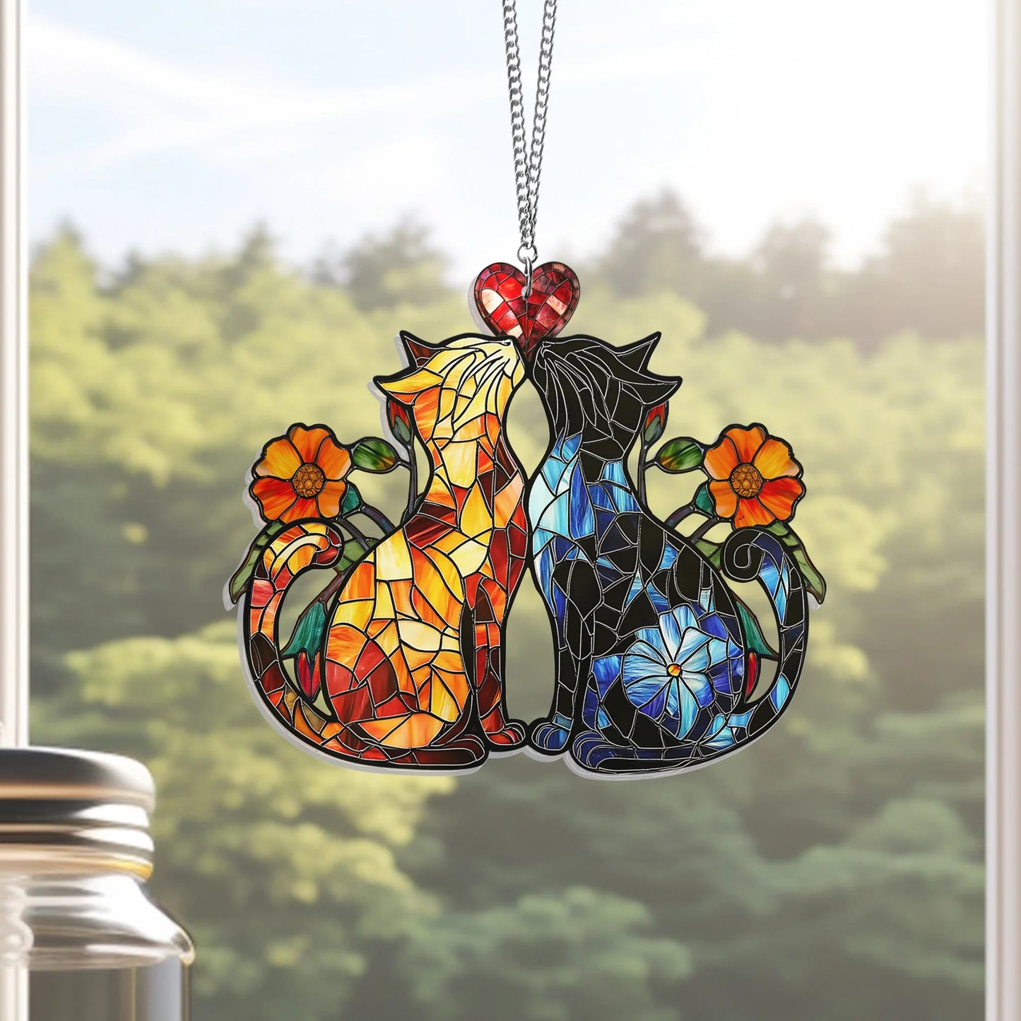 Valentine’s Day Gifts Cat Couple Acrylic Hanging , Acrylic Window Hanging