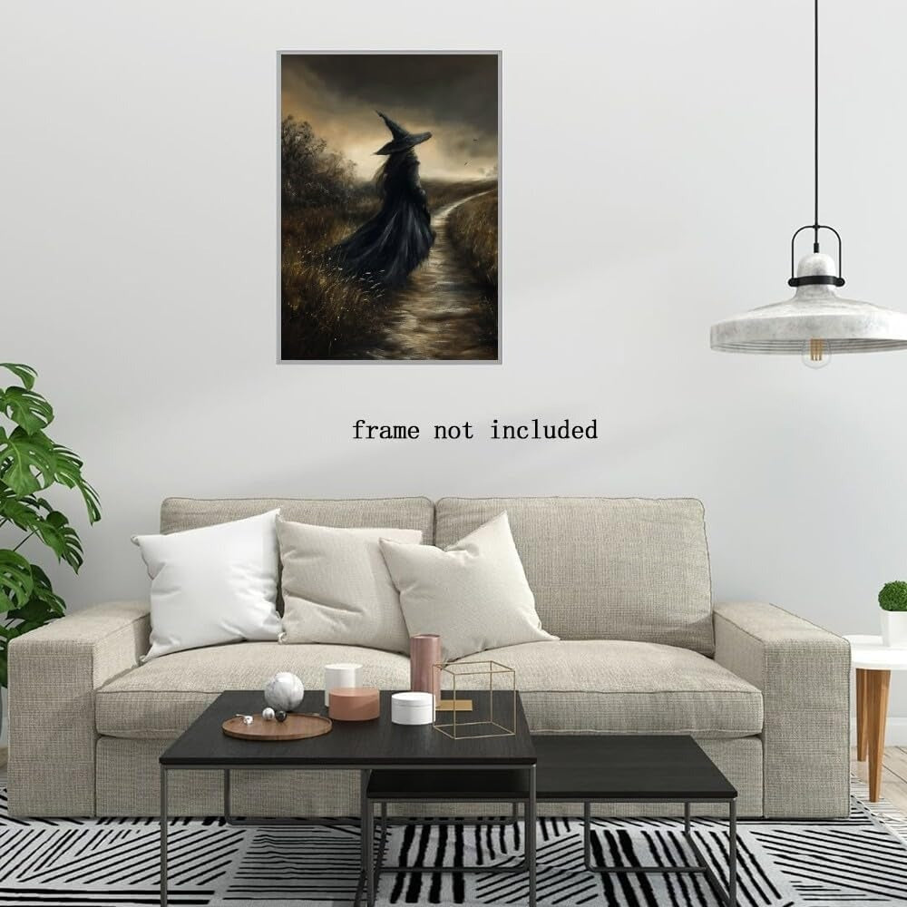 Vintage Witchy Wall Art ,Witch Canvas, Witch Halloween Poster, Wall Decor