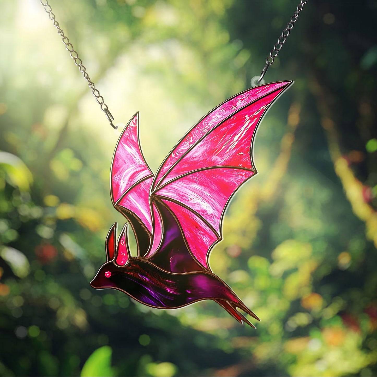 Pink Bat Acrylic Window Suncatcher