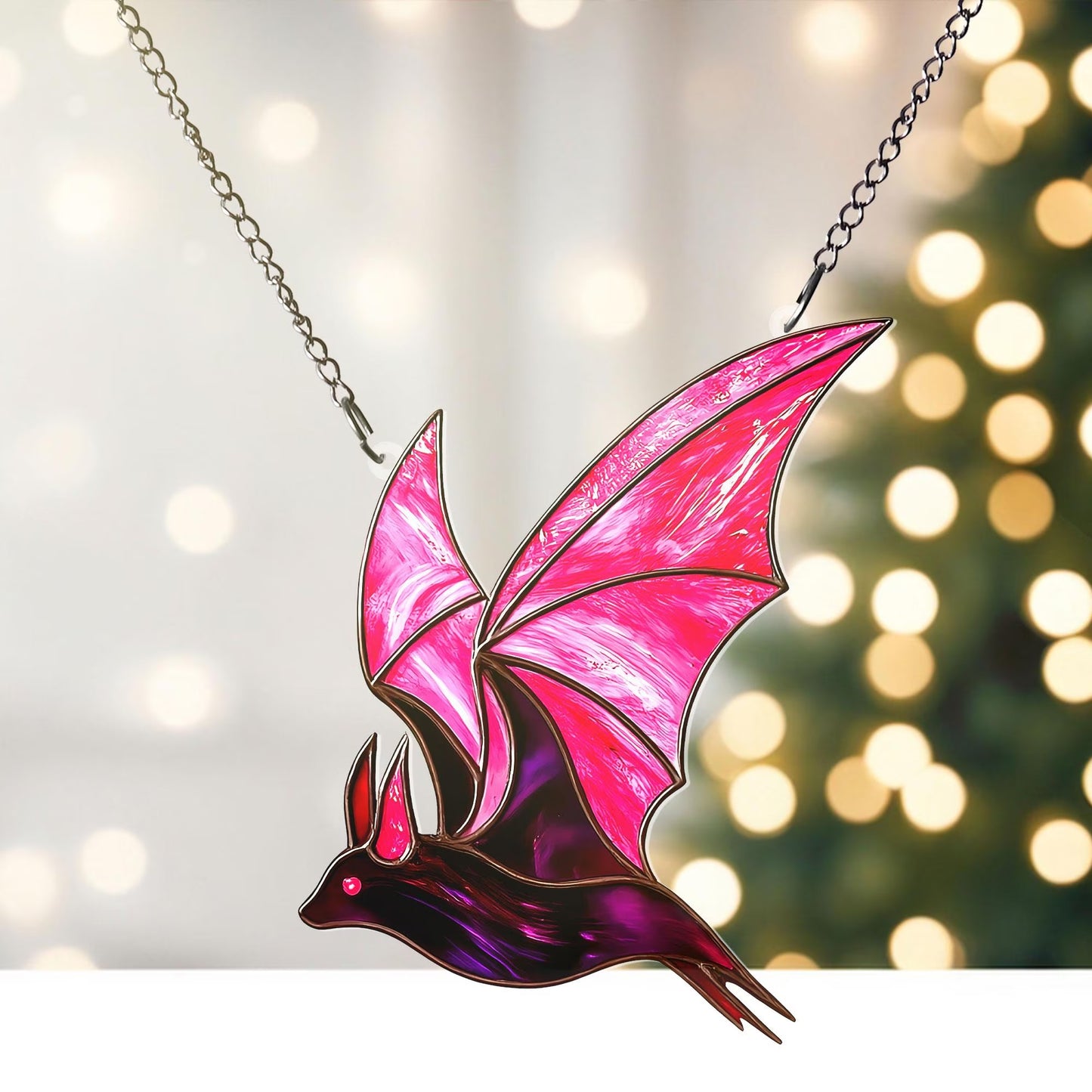Pink Bat Acrylic Window Suncatcher
