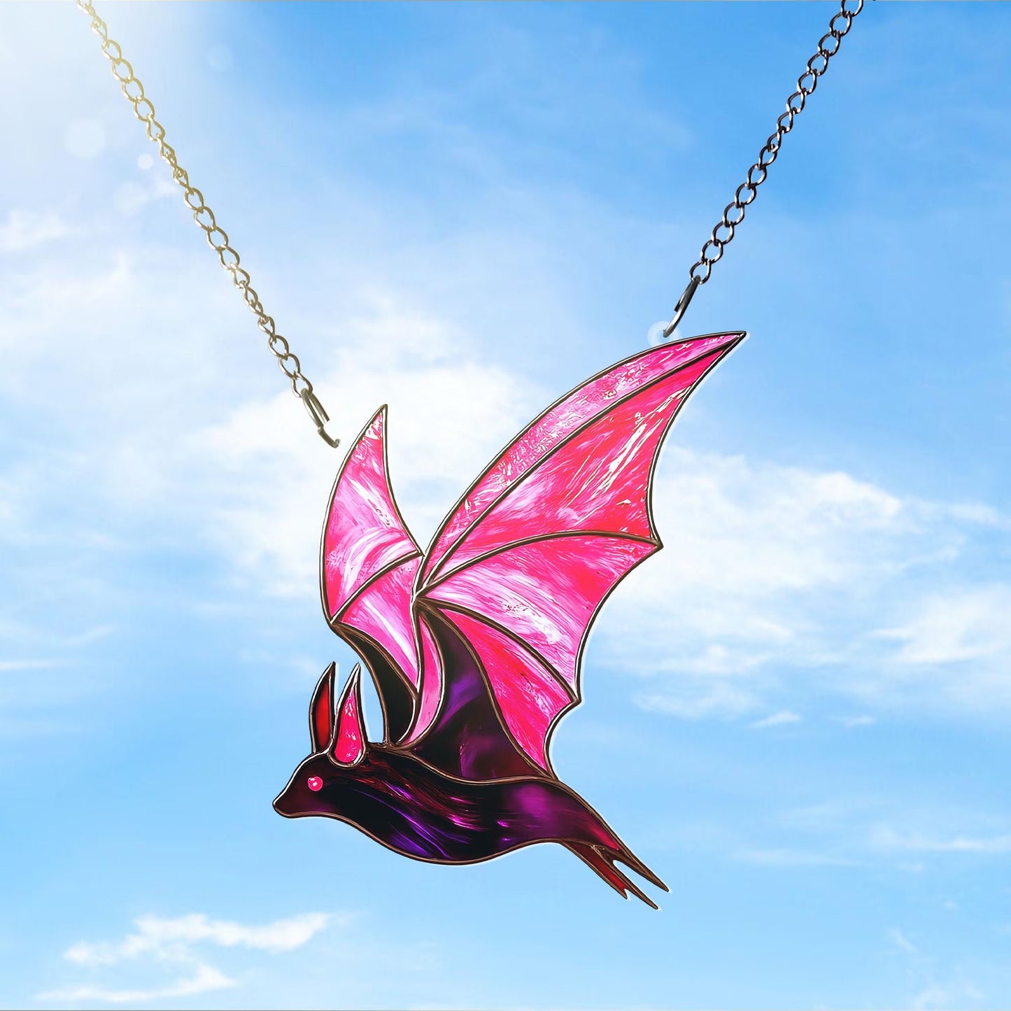 Pink Bat Acrylic Window Suncatcher