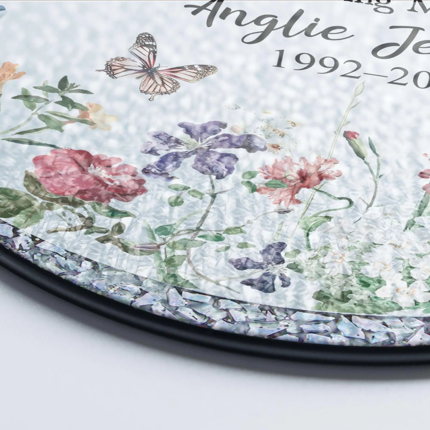 Now She Flies With Butterflies Memorial Stained Glass Suncatcher