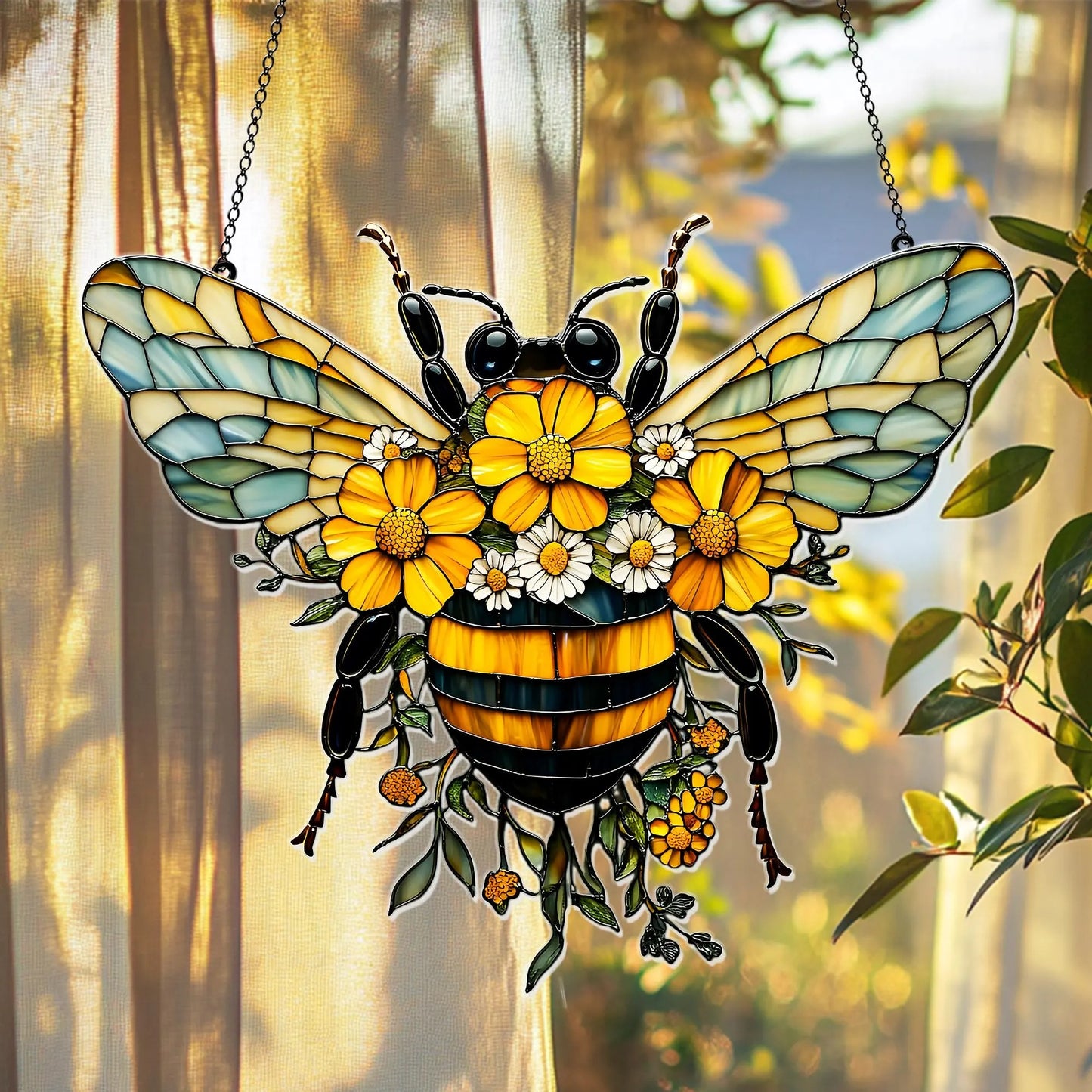 Daisy Bee Acrylic Window, Acrylic Window Hanging
