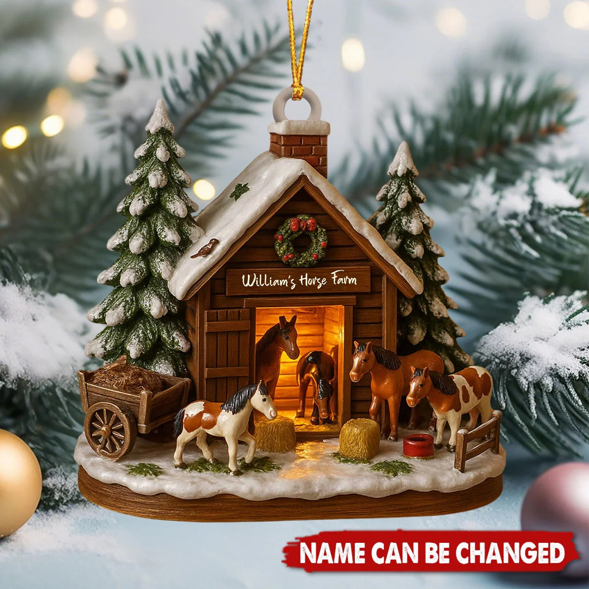 Customize Your Own Charming Horse Farm Ornament