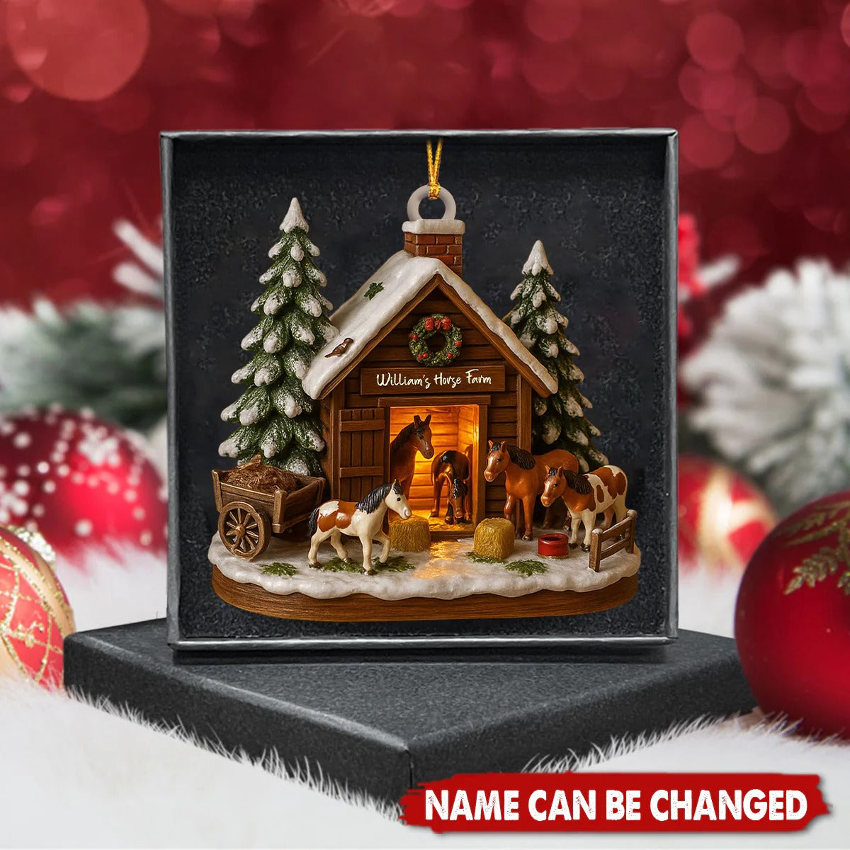 Customize Your Own Charming Horse Farm Ornament