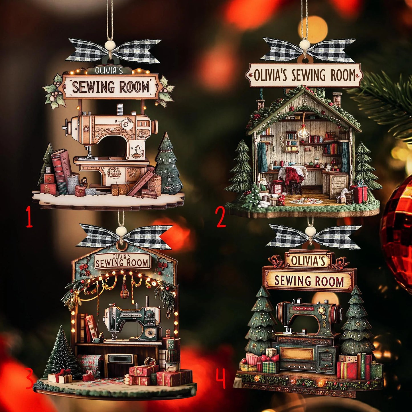 Personalized Sewing Machine Wooden Ornament