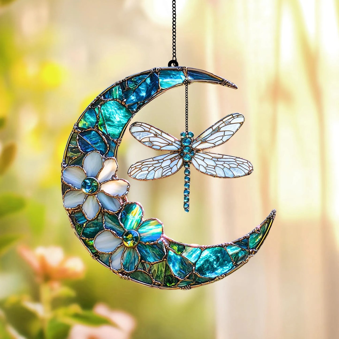 Dragonfly Moon Acrylic Suncatcher, Acrylic Suncatcher Window