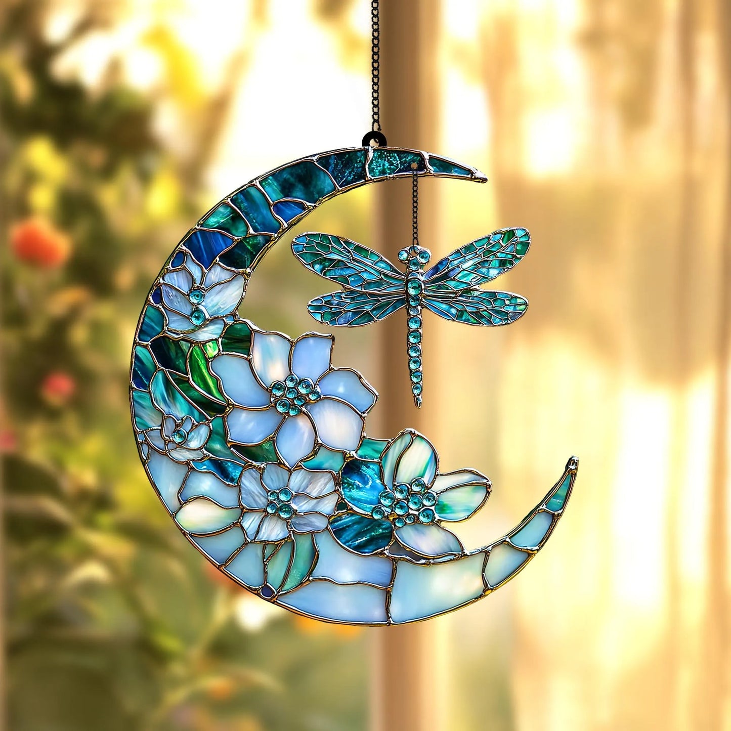 Dragonfly Moon Acrylic Suncatcher, Acrylic Suncatcher Window