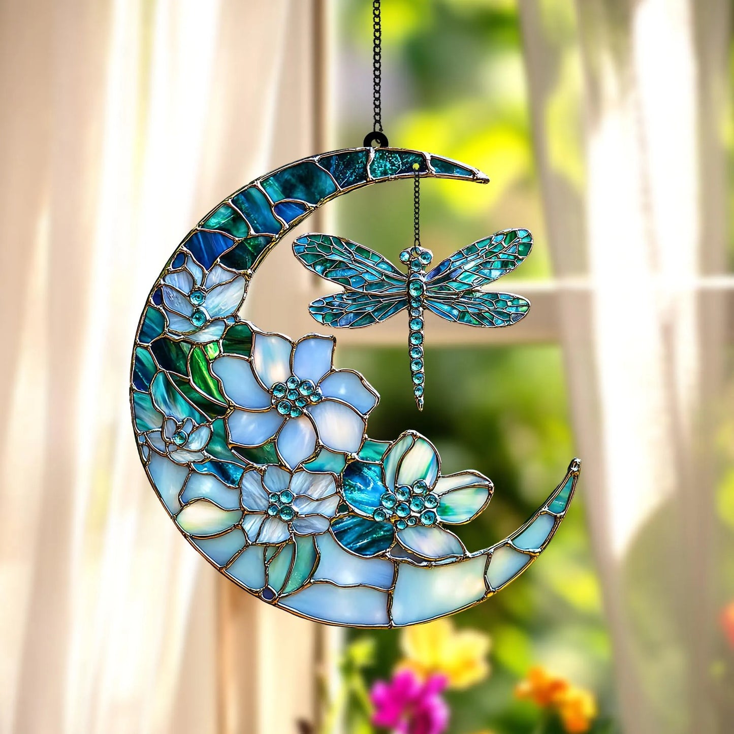 Dragonfly Moon Acrylic Suncatcher, Acrylic Suncatcher Window