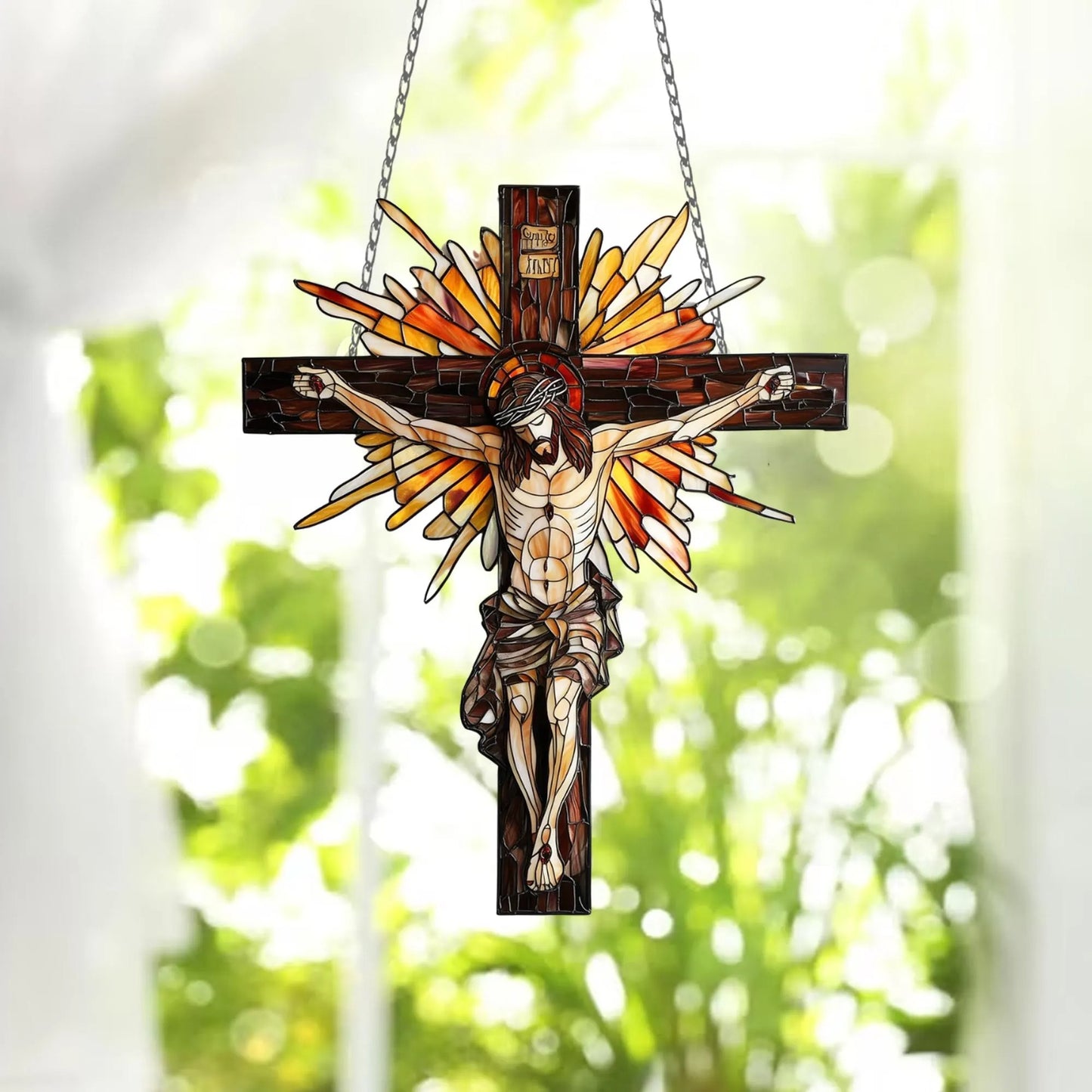 Christian Cross Acrylic Window Hanging, Christian Acrylic Window