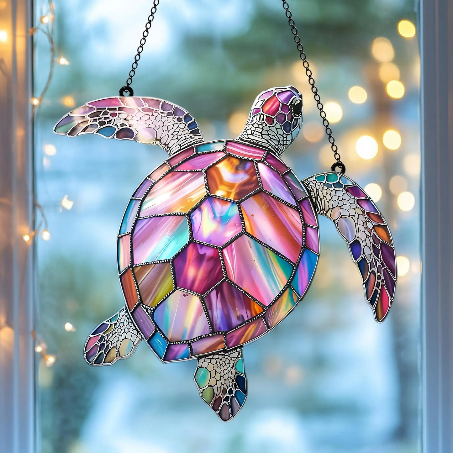 Iridescent Sea Turtle Acrylic Window Suncatcher
